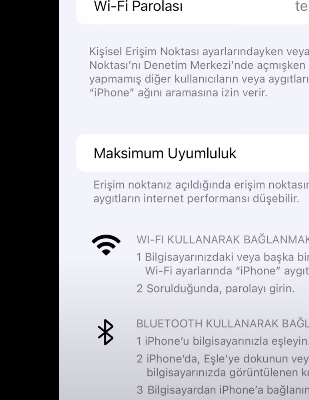 iPhone Kişisel Erişim Noktası